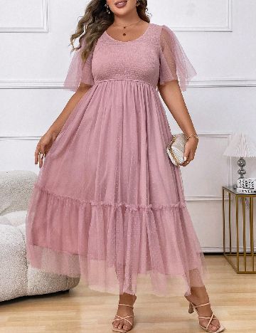 Rochie lunga SHEIN CURVE, roz pudra