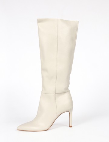 Cizme Stradivarius, crem