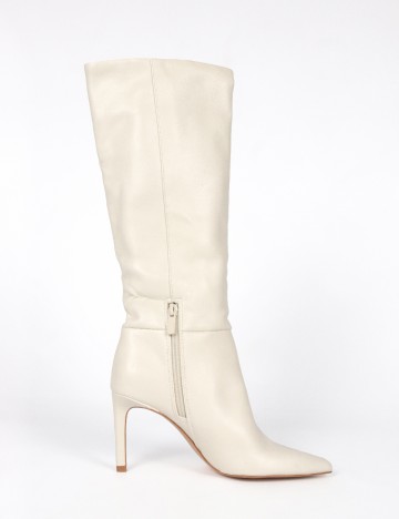 Cizme Stradivarius, crem