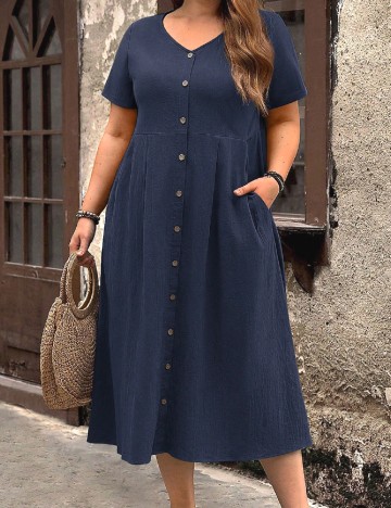 Rochie medie Emery Rose Curve, bleumarin