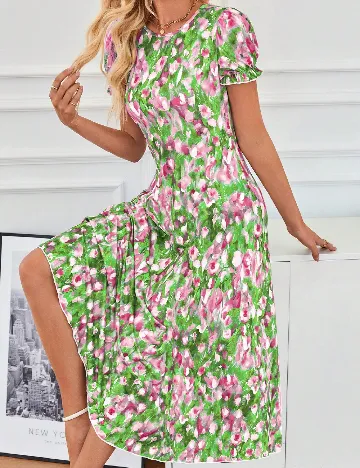 Rochie medie SHEIN, verde/roz Verde