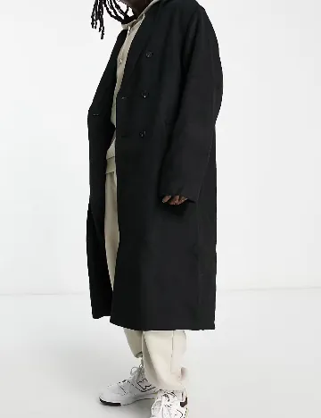Palton Asos Plus Size Men, negru Negru
