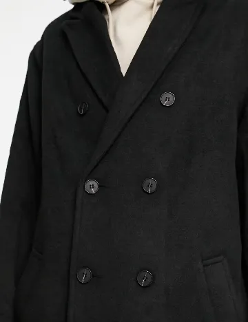 Palton Asos Plus Size Men, negru Negru