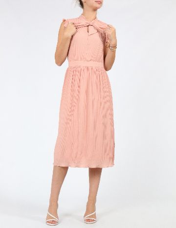 Rochie medie MOTF, roz pudra