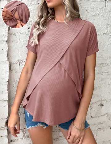 Bluza SHEIN Maternity, roz pudra inchis