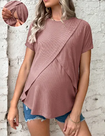 Tricou SHEIN Maternity, roz pudra inchis Roz