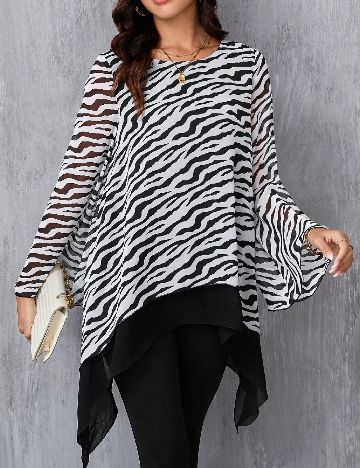 Bluza SHEIN, alb/negru