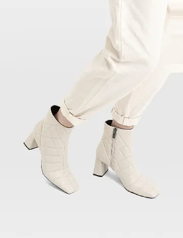 Botine Stradivarius, ecru Alb
