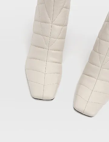 Botine Stradivarius, ecru Alb