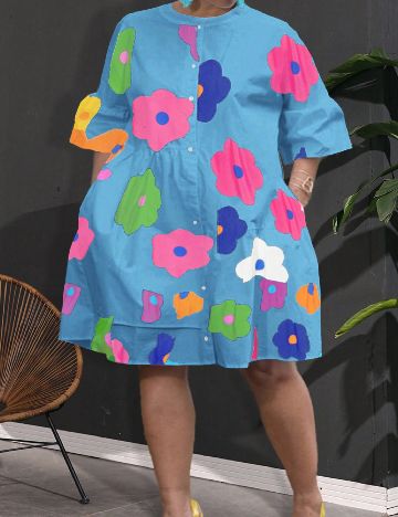 Rochie scurta SHEIN CURVE, floral print