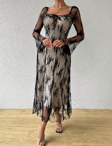 Rochie medie SHEIN, crem/negru