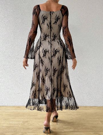 Rochie medie SHEIN, crem/negru