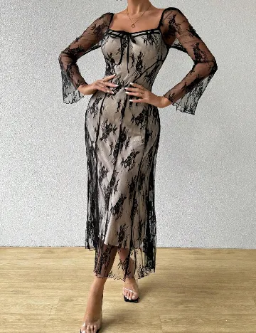 Rochie medie SHEIN, crem/negru Crem