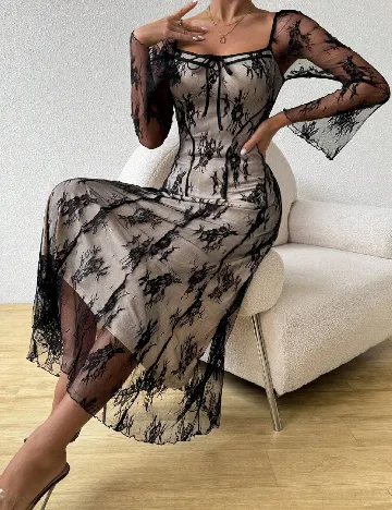 Rochie medie SHEIN, crem/negru Crem
