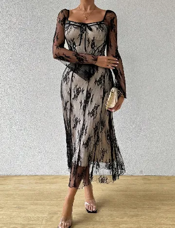 Rochie medie SHEIN, crem/negru Crem