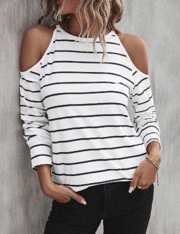 Bluza SHEIN, alb/negru