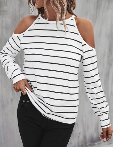 Bluza SHEIN, alb/negru