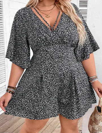 Rochie scurta SHEIN CURVE, alb/negru Negru
