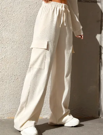 Pantaloni SHEIN, ecru Alb