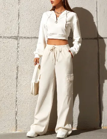 Pantaloni SHEIN, ecru Alb