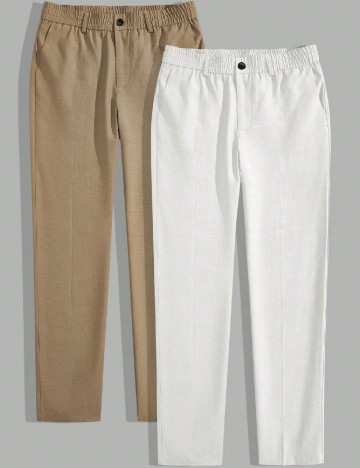 Set pantaloni 2 perechi SHEIN, crem/alb