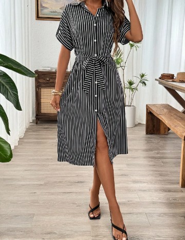 Rochie medie SHEIN, alb/negru