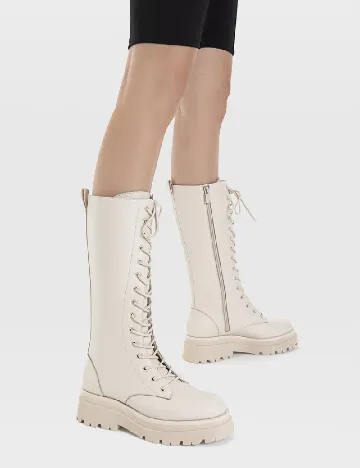 Cizme Stradivarius, crem Crem