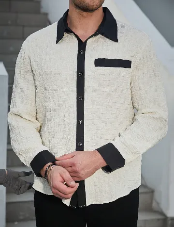 Camasa SHEIN Plus Size Men, alb/negru Alb