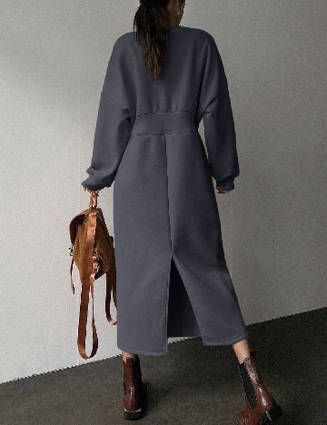 Rochie medie Dazy, gri petrol