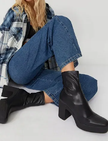 Botine Stradivarius, negru Negru