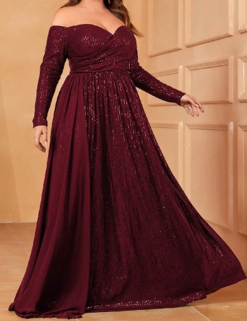 Rochie lunga Faeriesty Plus Size, visiniu