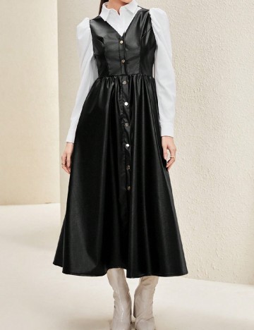 Rochie medie SHEIN, alb/negru
