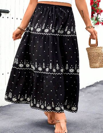 Fusta SHEIN CURVE, negru/alb