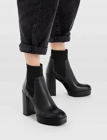 Botine Stradivarius, negru Negru