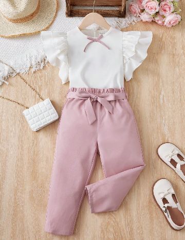 Compleu Shein Kids, alb/roz