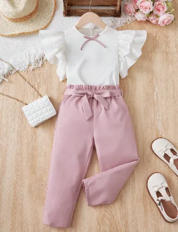 Compleu Shein Kids, alb/roz Roz