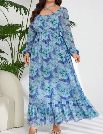 Rochie lunga SHEIN CURVE, albastru Albastru