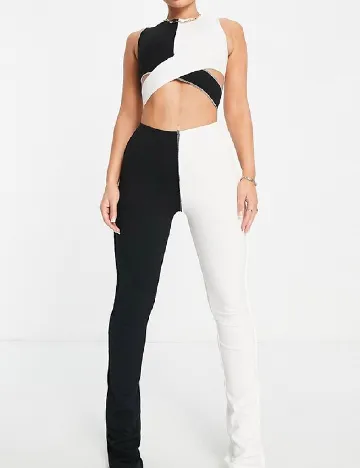 Pantaloni naked wardrobe, alb/negru Negru