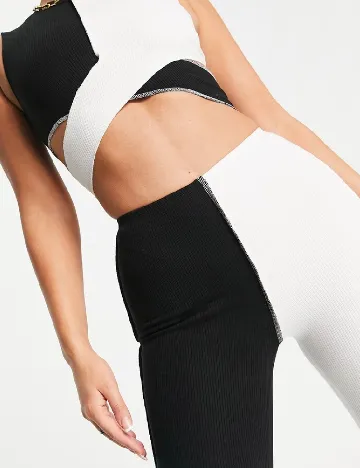 Pantaloni naked wardrobe, alb/negru Negru