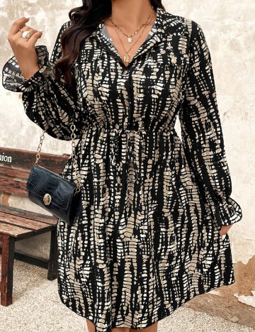 Rochie scurta SHEIN CURVE, negru/crem