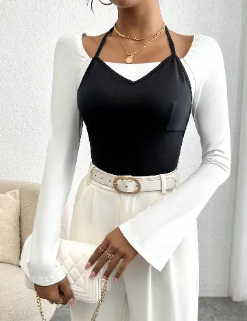 Bluza SHEIN, alb/negru Alb