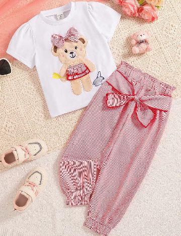 Compleu Shein Kids, alb/rosu