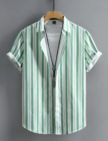 Camasa SHEIN, alb/verde Verde