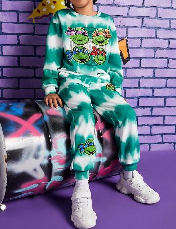 Compleu Shein Kids, verde/alb