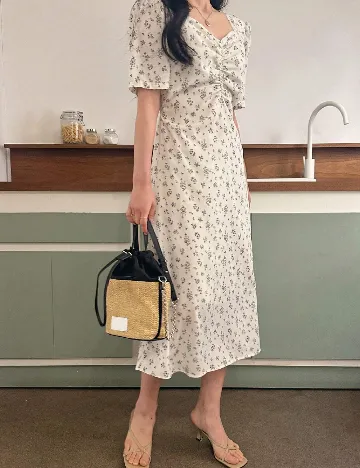 Rochie medie Dazy, alb/albastru Alb