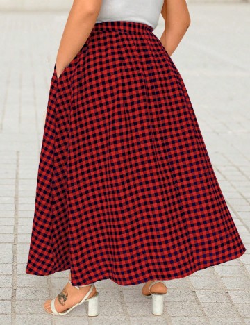 Fusta SHEIN CURVE, rosu/negru