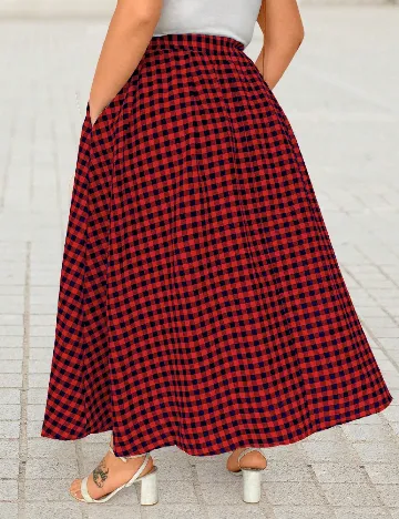 Fusta SHEIN CURVE, rosu/negru Rosu