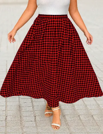 Fusta SHEIN CURVE, rosu/negru Rosu