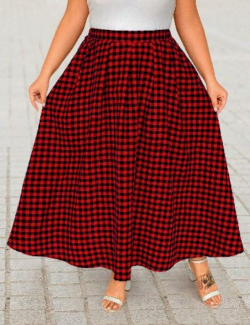 Fusta SHEIN CURVE, rosu/negru