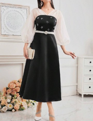 Rochie medie SHEIN, negru/alb